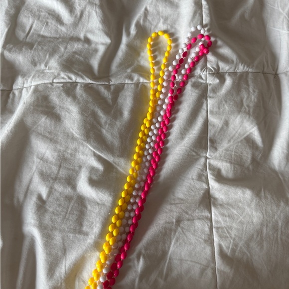 Pack of 3 Beaded Necklaces Pink Yellow White - Picture 5 of 7